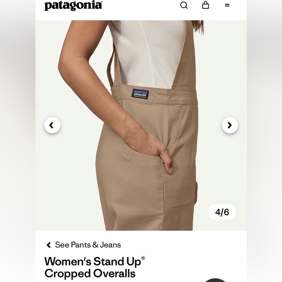 Women's Stand Up® Cropped Overalls Slate Patagonia Organic Cotton Workwear sz6 - Picture 2 of 12